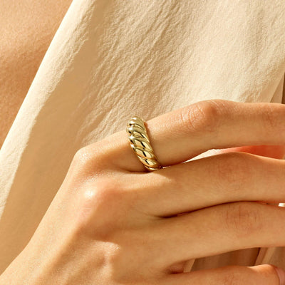 Gold Croissant Ring – Unique Design, High-Quality Gold Jewelry, Versatile Stacking Ring for Women 3