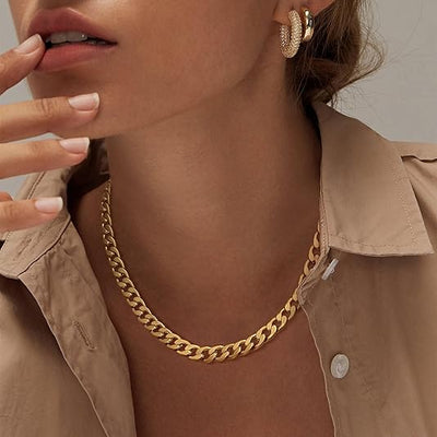 Gold Cuban Link Necklace – Chunky Design, Adjustable Length, Elegant Statement Jewelry for Casual and Formal Wear 0