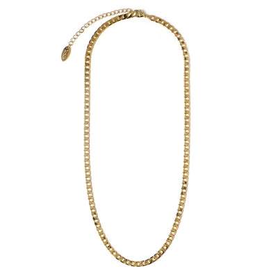 Gold Flat Link Curb Chain Necklace – 18-Inch Stylish Gold Necklace for Timeless Elegance 1