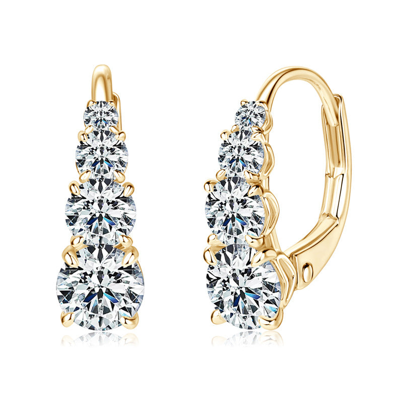 Gold Four Stone Earrings – Elegant Design for Any Occasion 0