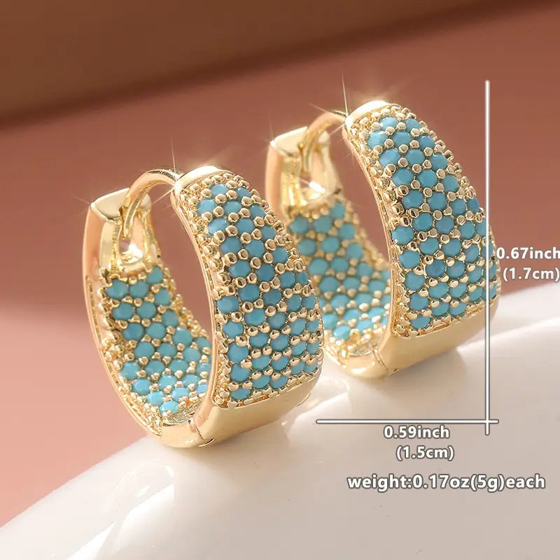 Gold Hoop Earrings with Turquoise Beads – Stylish Lightweight 2-Inch Hoop Design 4