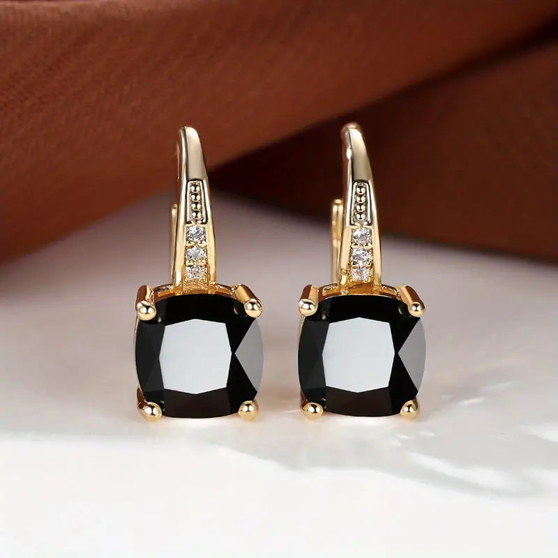 Gold Mystic Stone Hoop Earrings – Elegant and Stylish Accessory 2
