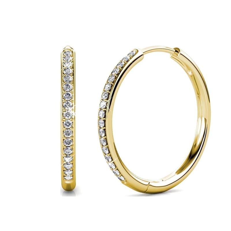 Gold Pave Earrings with Sparkling Design – Elegant Gold-tone Metal Earrings for Everyday and Formal Wear 0