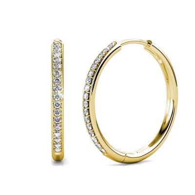 Gold Pave Earrings with Sparkling Design – Elegant Gold-tone Metal Earrings for Everyday and Formal Wear 0