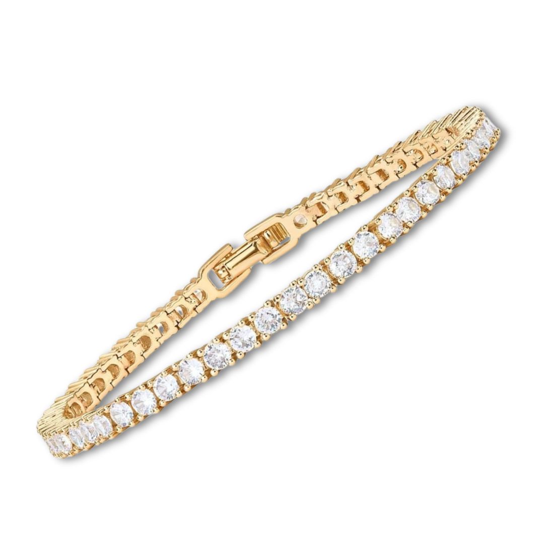 Gold Tennis Bracelet with Sparkling Cubic Zirconia Stones – Elegant 7-Inch Classic Design 0