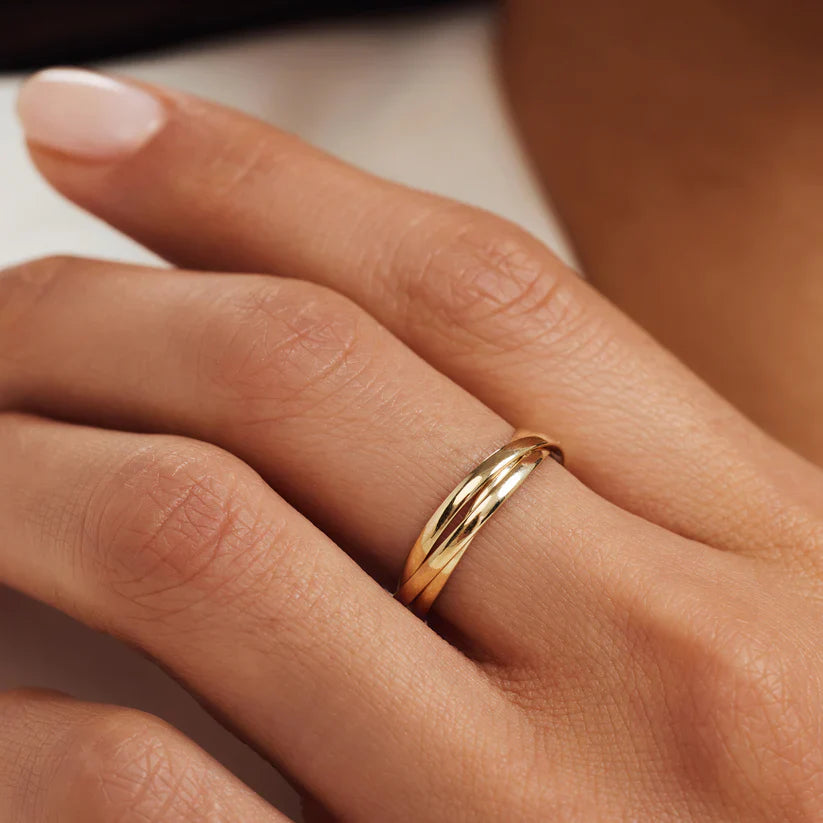 Gold Trielle Ring – Elegant Design, Unique Detailing, Lightweight and Comfortable Fit, Multiple Sizes Available 1