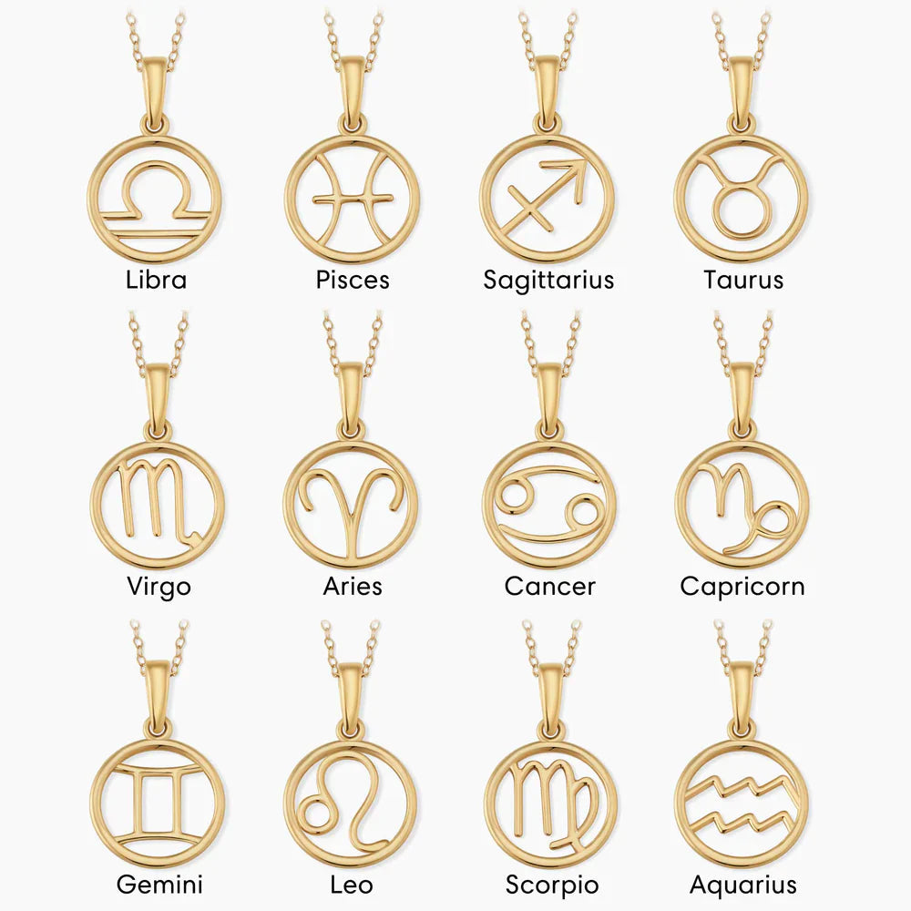 Gold Zodiac Sign Necklace, Adjustable 16-18 Inch Chain, Personalized Astrological Pendant, Lightweight Gold-Plated Jewelry 1