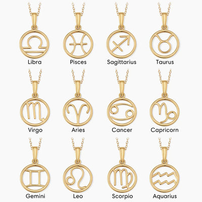 Gold Zodiac Sign Necklace, Adjustable 16-18 Inch Chain, Personalized Astrological Pendant, Lightweight Gold-Plated Jewelry 1