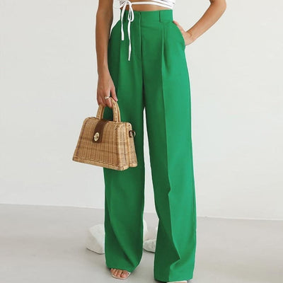 Harper | Women's High-Waisted Wide-Leg Pants With Pleats 0
