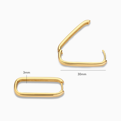Large Gold Hoop Earrings for Women – Timeless Rectangular Design in 18k Gold Plated Sterling Silver 5