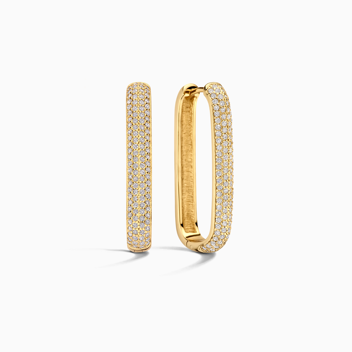 Large Gold Plated Icon Pavé Hoop Earrings with Zirconia Stones 0