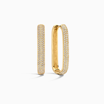 Large Gold Plated Icon Pavé Hoop Earrings with Zirconia Stones 0
