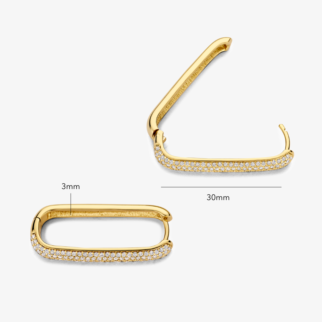 Large Gold Plated Icon Pavé Hoop Earrings with Zirconia Stones 5