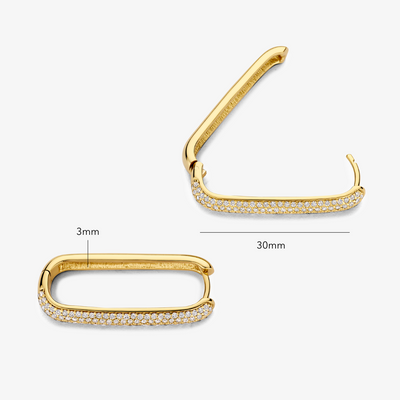 Large Gold Plated Icon Pavé Hoop Earrings with Zirconia Stones 5