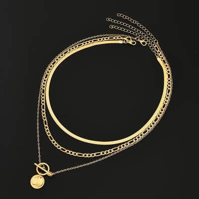 Layered Gold Coin Necklace with Textured Design - Elegant and Versatile Jewelry for Any Occasion 4