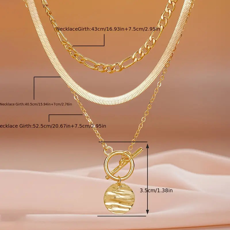 Layered Gold Coin Necklace with Textured Design - Elegant and Versatile Jewelry for Any Occasion 6