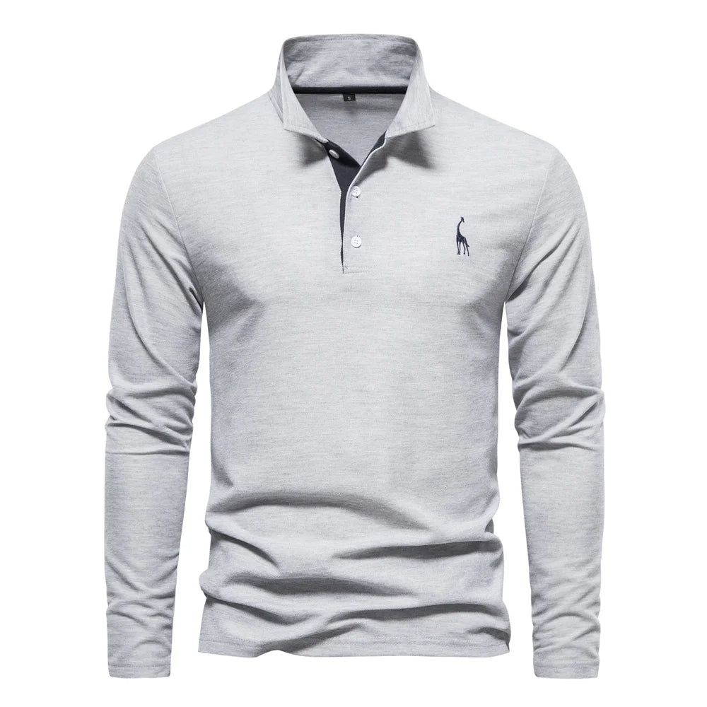 Liam | Long Sleeve Polo Shirt With Buttons 2