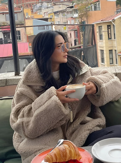 Lily | Women's Oversized Fleece Jacket With Zip and Pockets 3