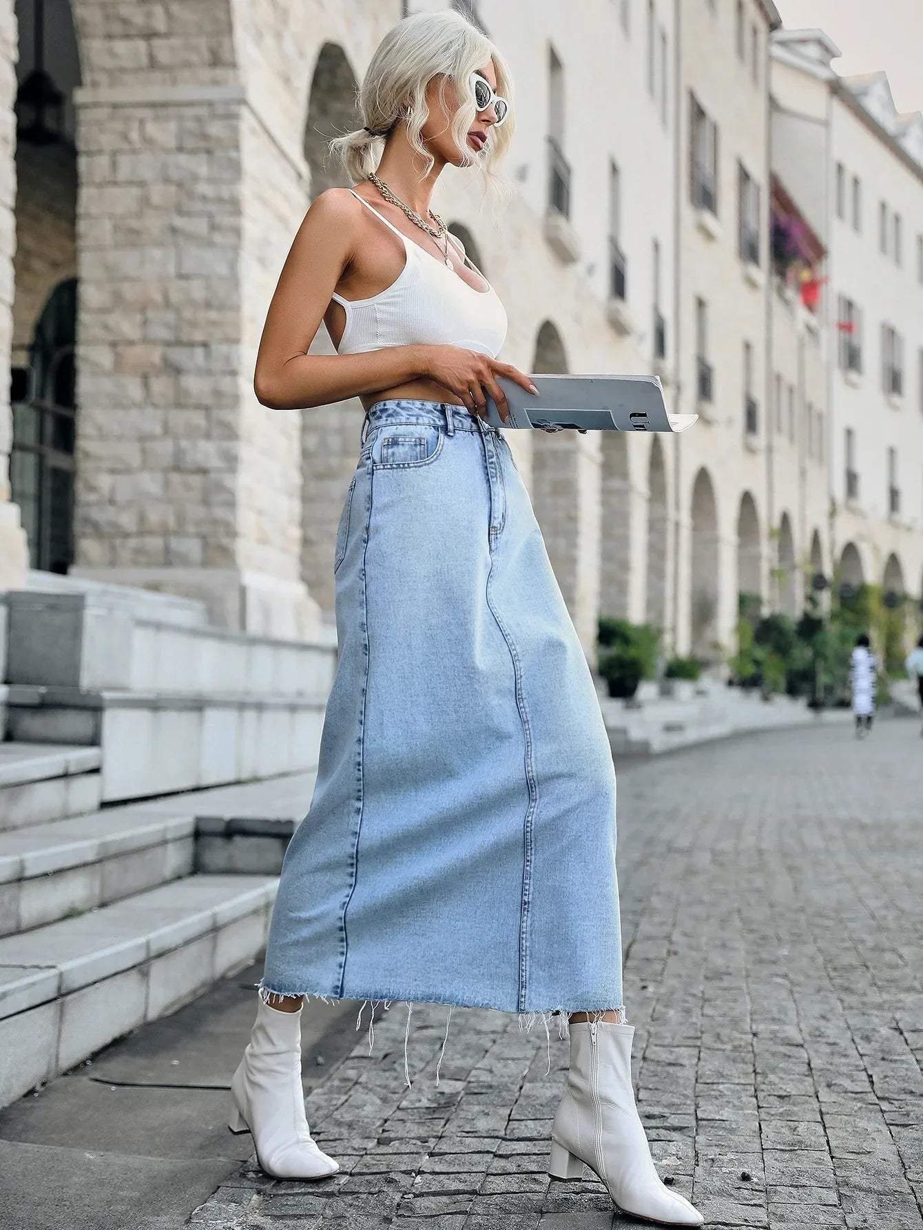 Long Denim Summer Skirt