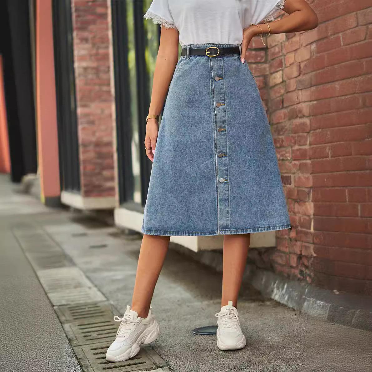 Maria | Women's Denim Midi Skirt