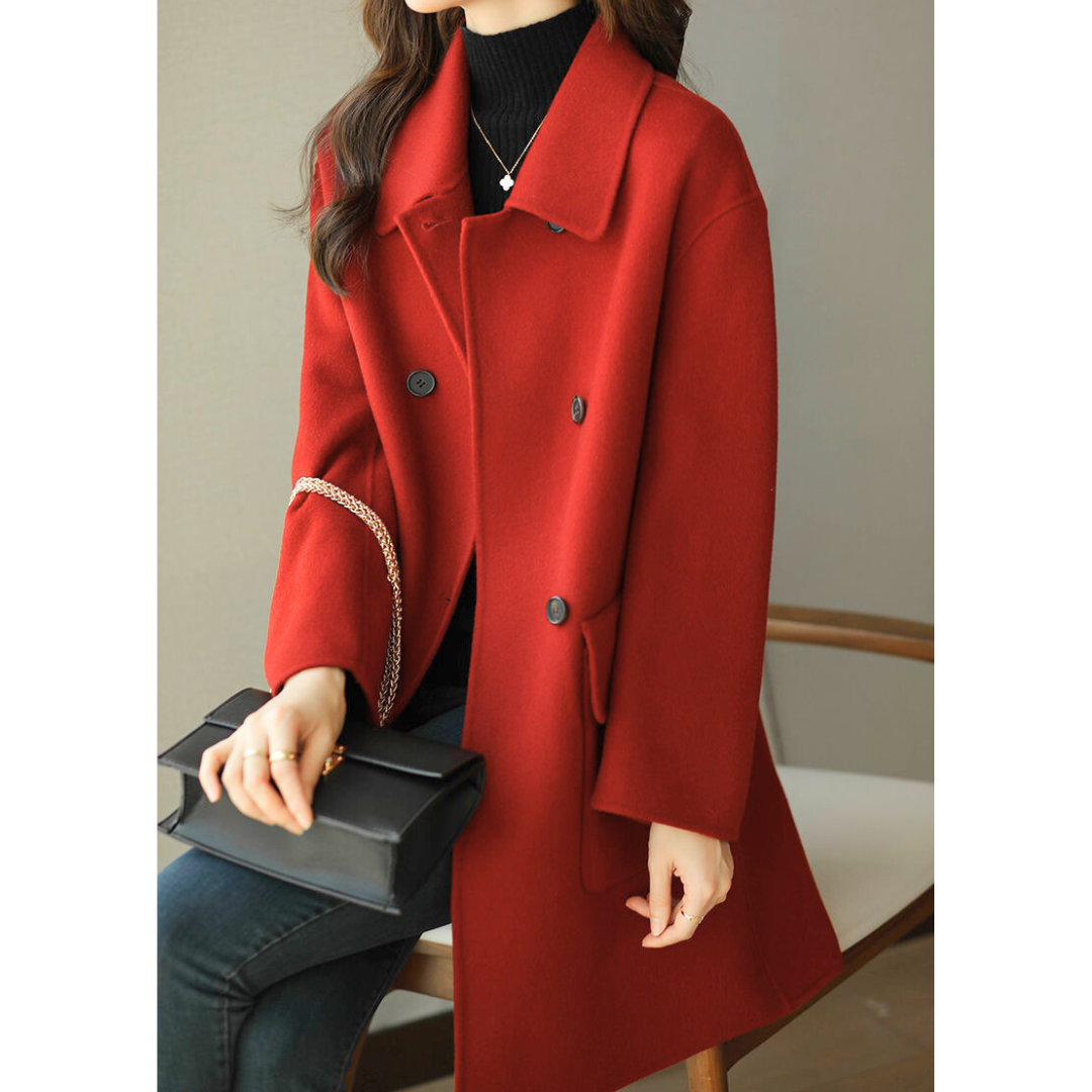 Marie | Women's Long Coat Mid-Length Buttoned Windproof 1