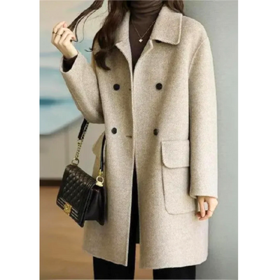Marie | Women's Long Coat Mid-Length Buttoned Windproof 3