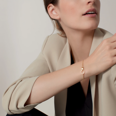Mia | Adjustable Love Ring Bracelet in Silver and Gold Finish 1