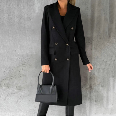Mia | Women's Trench Coat Knee-Length Black Beige Navy 3