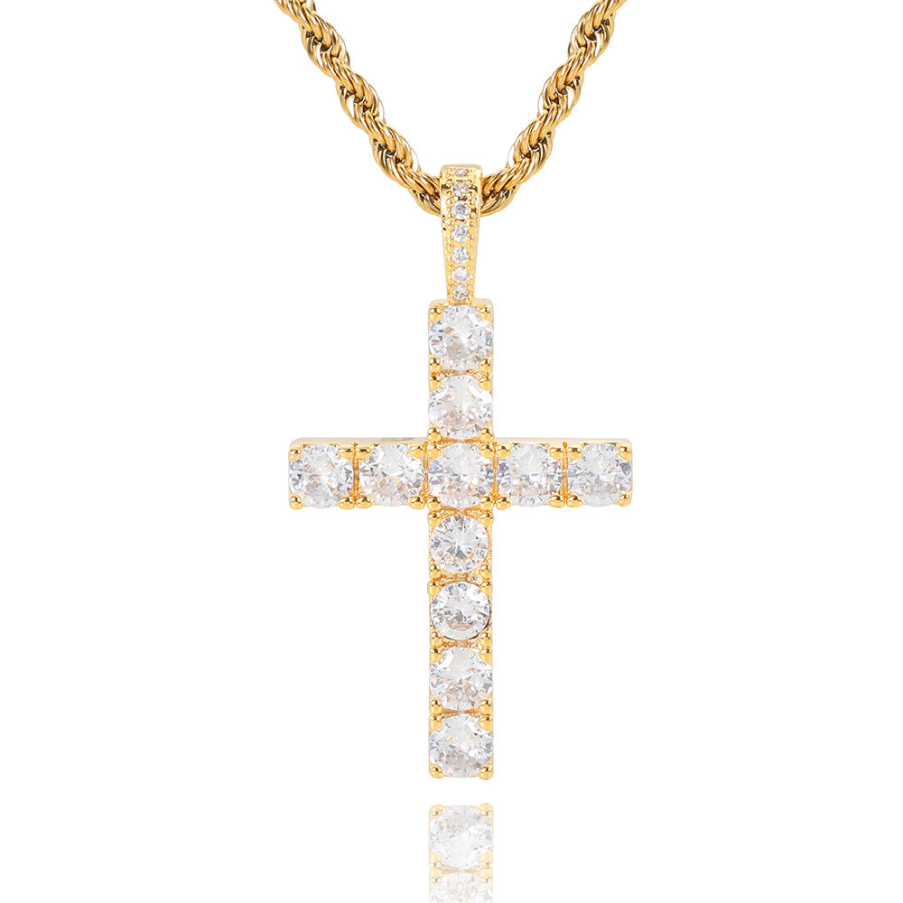 Moissanite Cross Necklace in White Gold – Elegant Religious Jewelry, 18 Inch Lobster Clasp, Timeless Design 1