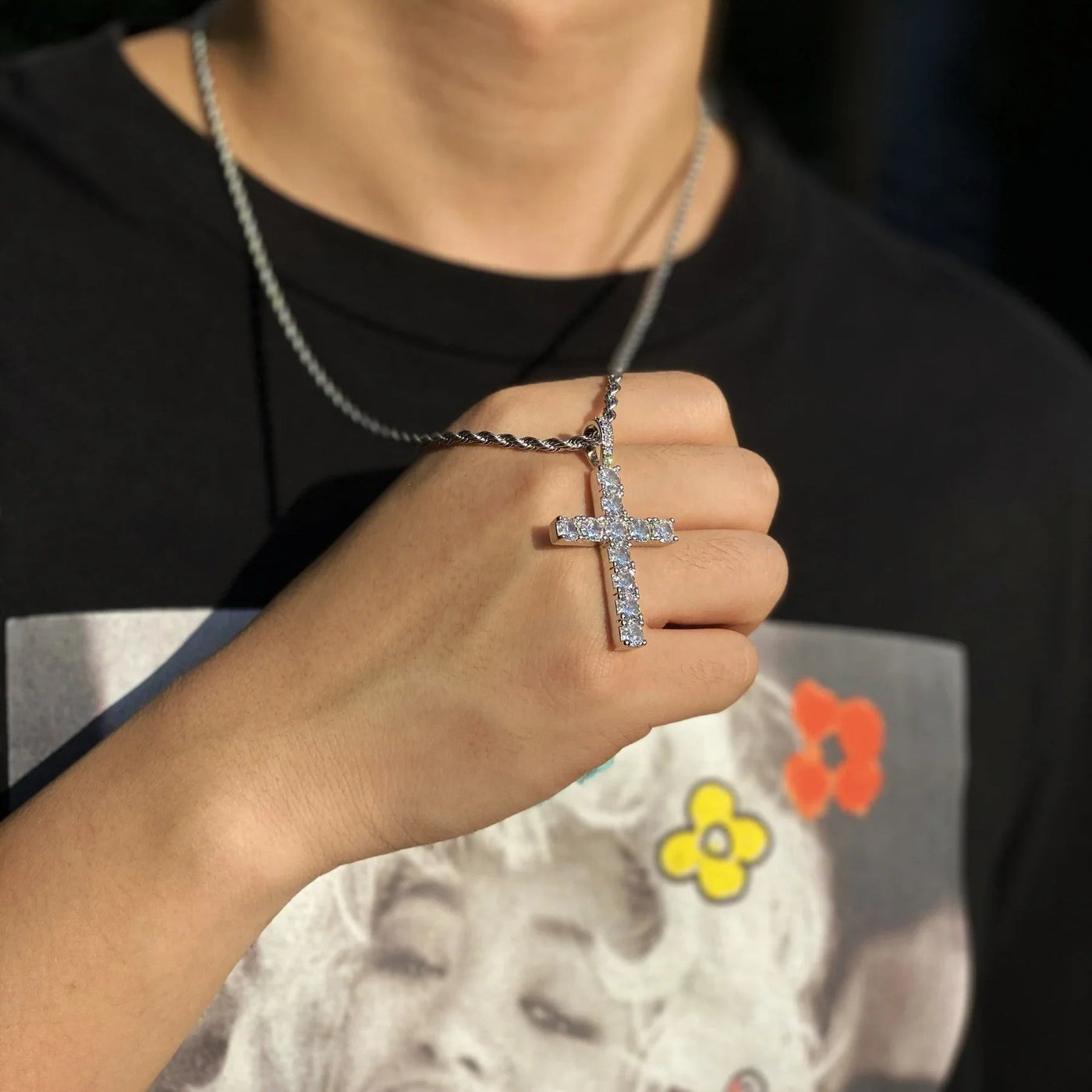 Moissanite Cross Necklace in White Gold – Elegant Religious Jewelry, 18 Inch Lobster Clasp, Timeless Design 2