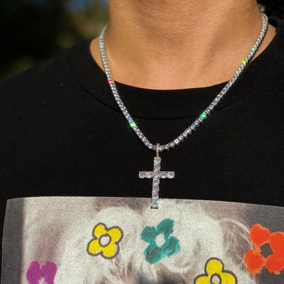 Moissanite Cross Necklace in White Gold – Elegant Religious Jewelry, 18 Inch Lobster Clasp, Timeless Design 3