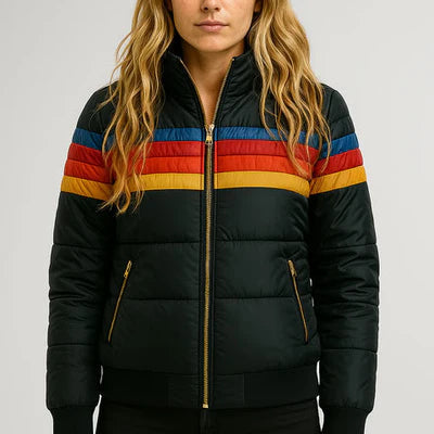 Monique | Women's Black Puffer Jacket with Hood and Oversized Pockets 0