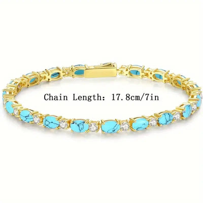 Natural Turquoise Stone Bracelet with Gold Accents – Adjustable Elegant Jewelry for Casual and Formal Wear 5