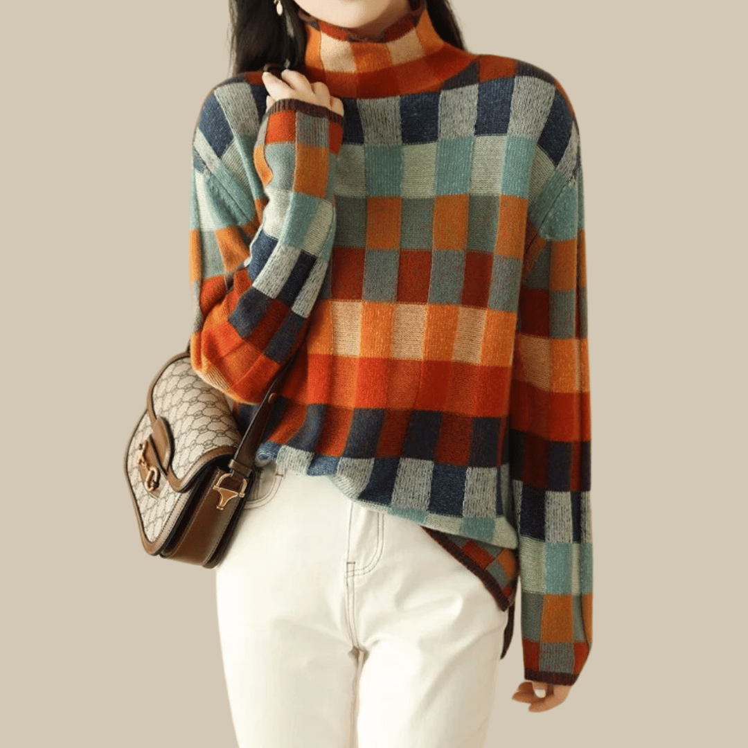 Olivia | Women's Patchwork Turtleneck Sweater 0
