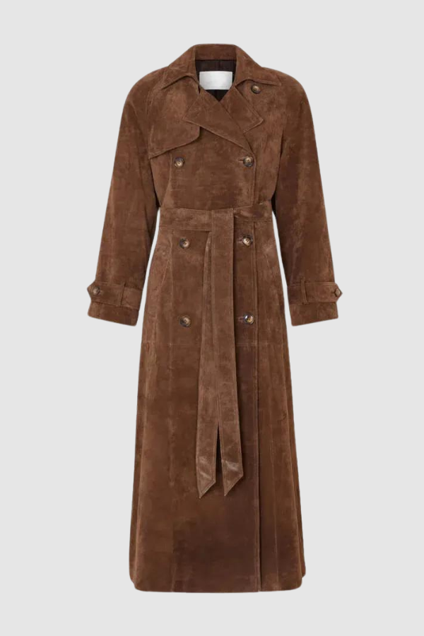 Olivia | Women's Vegan Leather Maxi Trench Coat with Belted Waist 3