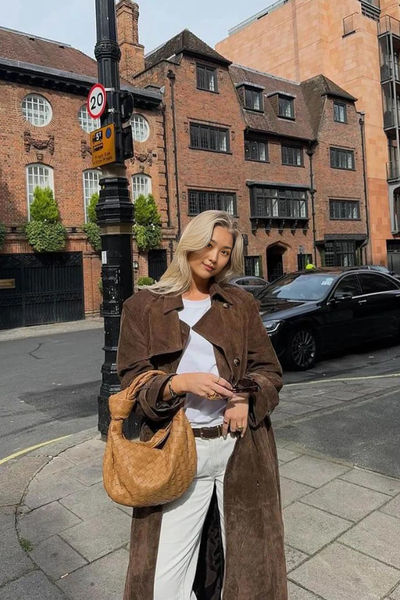 Olivia | Women's Vegan Leather Maxi Trench Coat with Belted Waist 7