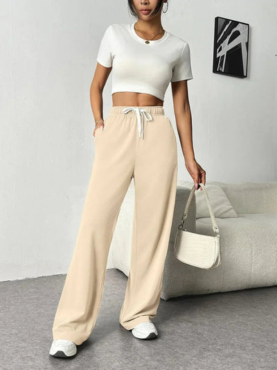 Olivia | Women's Wide Leg Trousers with Drawstring Waistband 1