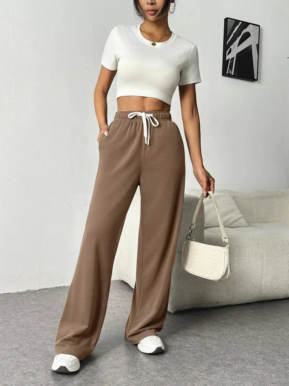 Olivia | Women's Wide Leg Trousers with Drawstring Waistband 2