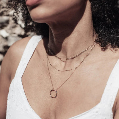 Open Circle Three Row Gold Necklace - Elegant Layered Design with Adjustable Length 2
