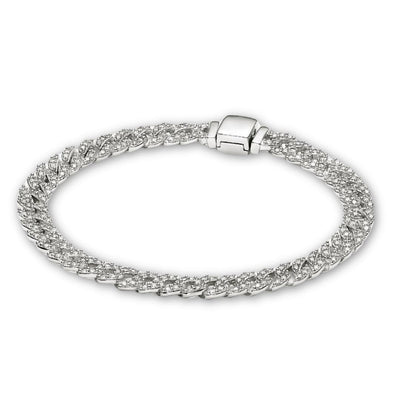 Pave Cuban Bracelet in White Gold with Sparkling Stones – Elegant Adjustable Accessory for Any Occasion 0