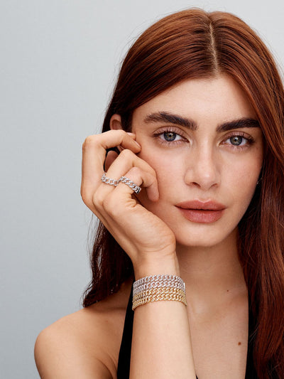 Pave Cuban Bracelet in White Gold with Sparkling Stones – Elegant Adjustable Accessory for Any Occasion 4