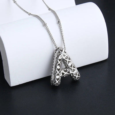Personalized White Gold Bubble Letter Initial Necklace Set – Adjustable 16-18 Inches, Trendy Jewelry for Gifts 4