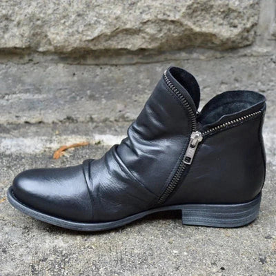 Riley | Women's Black Zipped Leather Ankle Boots 0