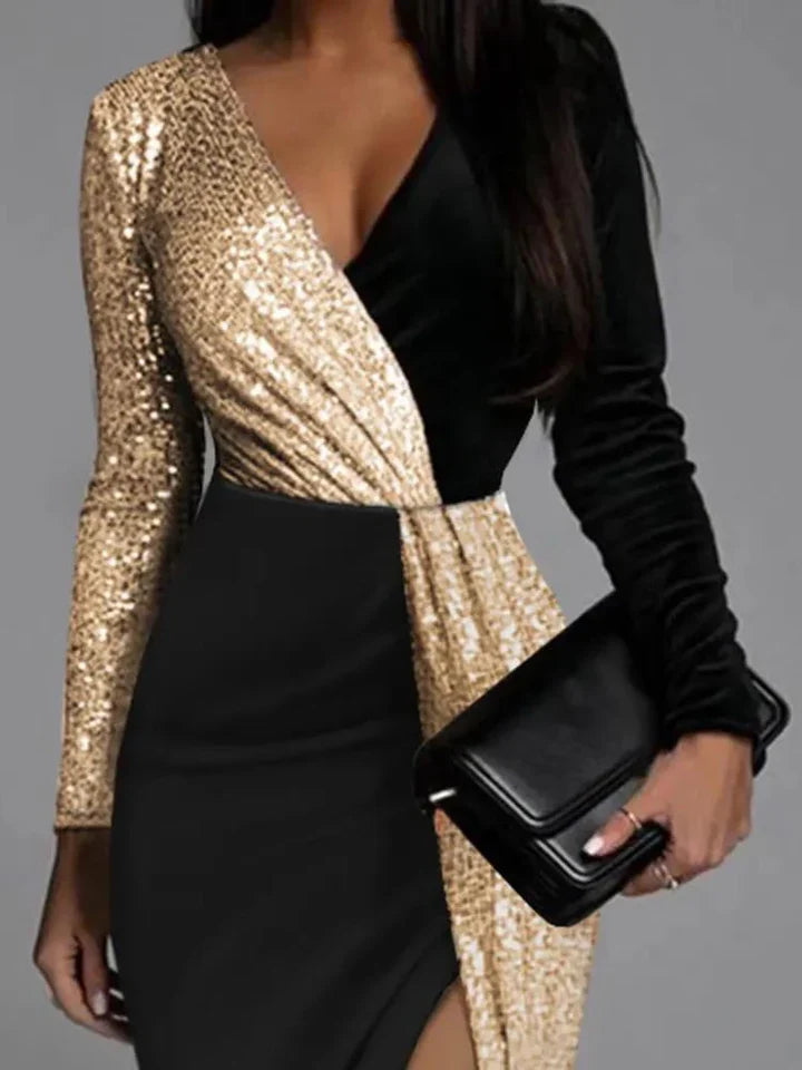 Sophia | Gold Glitter Evening Dress 1