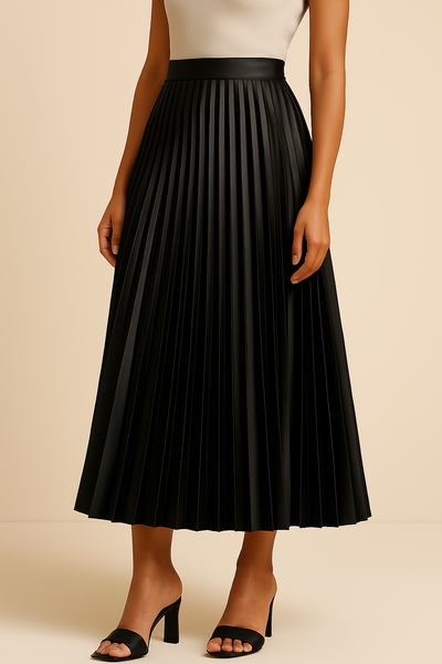 Sophia | High-Waisted Midi Pleated Skirt With Zipper Closure 0