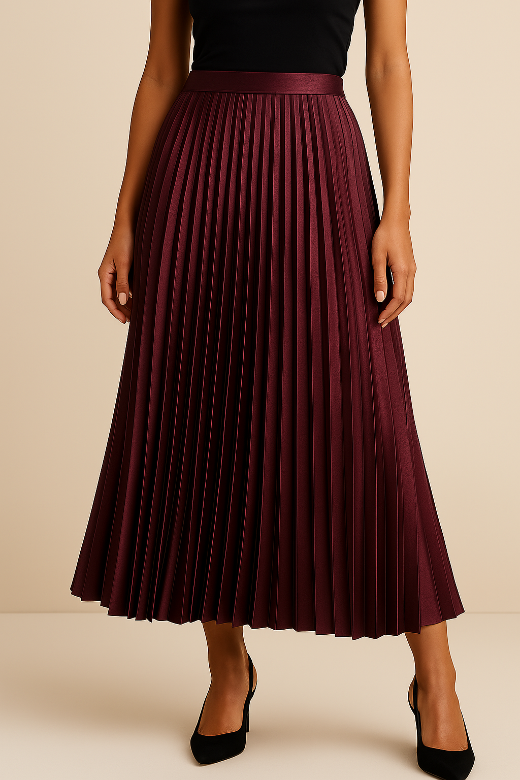 Sophia | High-Waisted Midi Pleated Skirt With Zipper Closure 2