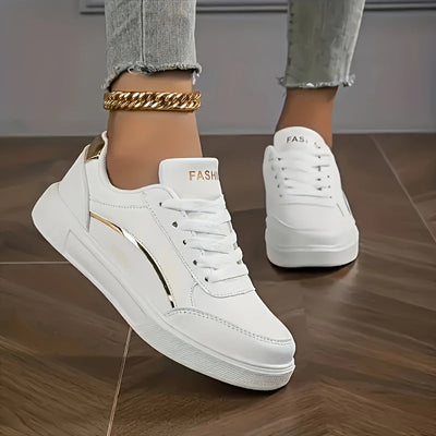 Sophia | Low Top Sneakers with Lace-Up Closure and Gold Hardware 0