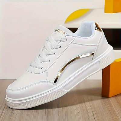 Sophia | Low Top Sneakers with Lace-Up Closure and Gold Hardware 4