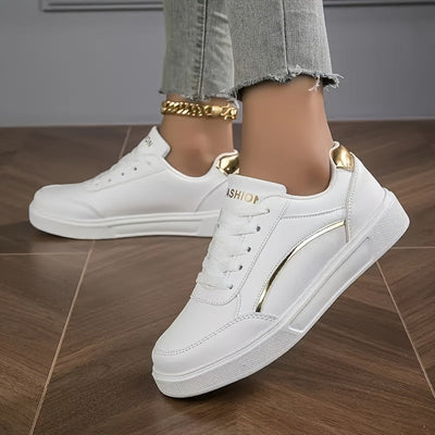 Sophia | Low Top Sneakers with Lace-Up Closure and Gold Hardware 6