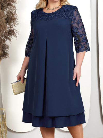 Sophia | Plus Size Formal Dress With Embroidered Sheer Sleeves 0